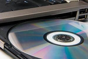 Disc in disc drive of laptop computer